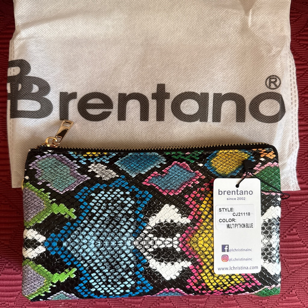 Brentano Multi-color Python Blue Crossbody/Clutch… - image 7